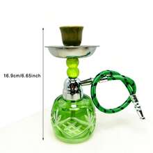 Juego completo de mini narguile de 6 pulgadas, pipa de narguile portátil de un solo tubo con Body de vidrio, tazón de cerámica y soporte para carbón - Pequeño - Ver 4