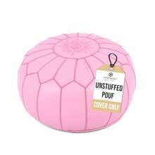 Marrakesh Gallery - Puf redondo de piel genuino sin relleno reposapiés otomano marroquí funda para reposapiés decoración bohemia sala de estar recámara habitación de los niños regalo y boda - Rosa - Ver 8