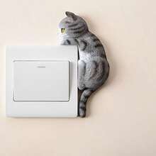 1 Set Adorable Cat Wall Decor - Cute Pet Switch Decor, Corner Decor, Outlet Cover Cat Decor, Interesting Design, Holiday Decor, Gift, Suitable For Any Home Decoration - one-size - View 8