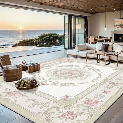 1 قطعة سجادة بطراز فرنسي رجعي، خلفية بيج مع نقشات زهور وعشب باللون الوردي. مصنوعة من مادة الأحبال الحريرية تزن حوالي 850 جرام، سمك حوالي 0.6 سم. سجادة متينة، مانعة للانزلاق، سهلة التنظيف. متوفرة بأحجام متعددة. مناسبة للمطبخ/غرفة المعيشة/غرفة الطعام/غرفة النوم/الشرفة/الحمام/غرفة الدراسة. خيار ديكور منزلي مثالي.