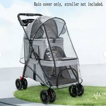 EVA Transparent Waterproof Cover, Windproof And Rainproof Pet Stroller Rain Gear [Cover Only, Stroller Not Included] - Transparent - View 8