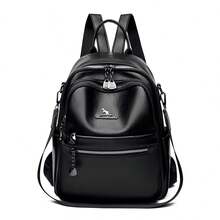 Women's Large Capacity Pure Color Fashion Simple Retro Backpack 2026 New Style Cross-Border PU Material Travel Backpack Sac A Dos - Black - View 13