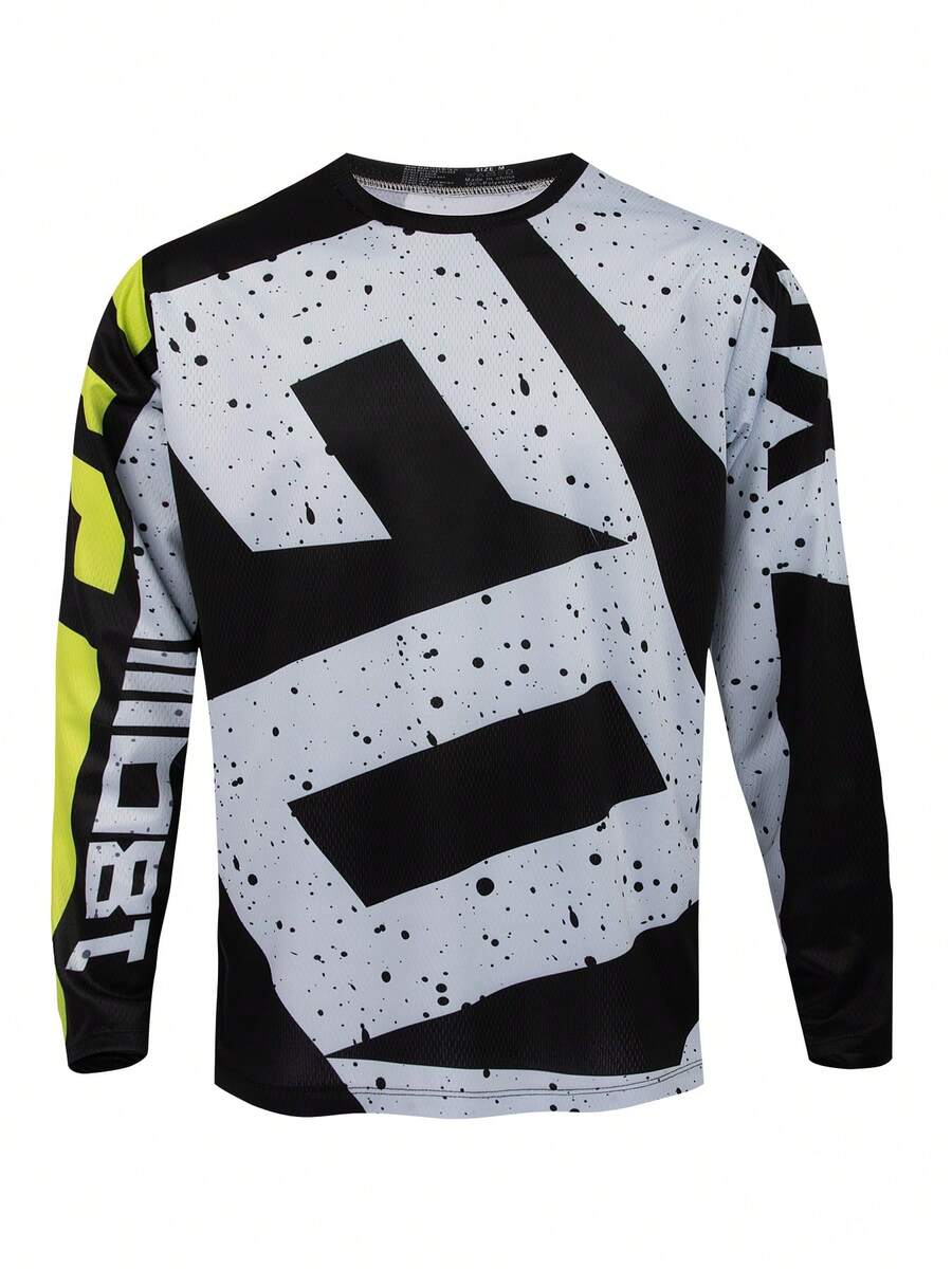 ETIXXL Men's Mountain Bike Sports Riding Jersey, Racing Shirt, MTB BMX ATV Downhill DH Off-Road Motorcycle Long Sleeve T-Shirt, Quick-Dry Breathable Black - Black - View 1
