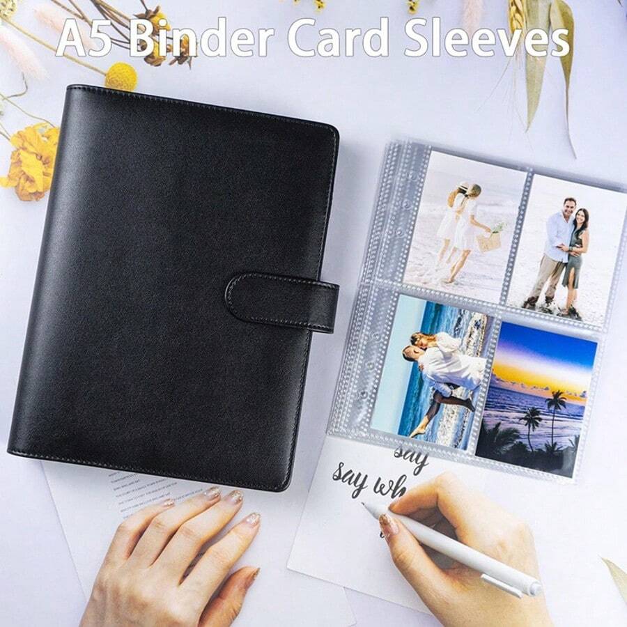 25 Pages 100 Pockets 6-Ring A5 Binder Sleeves, 2.5x3.5 Inch Photo Card Sleeves, Double-Sided 4-Pocket Page Protectors, Ultra-Clear Trading Card Sleeves - Multicolor - View 1