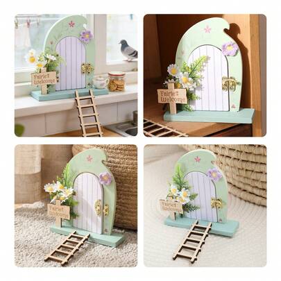 Delicate Garden Fairy Door Decor, Room Decoration, Desktop Ornament, Fairy Tale Blessing Door, Girls Room Decor, Princess Room Decor, Wishing Door, Easter Thanksgiving Halloween Gift, Spring Decoration