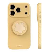 GUCADI Floral Mirror Stand Phone Case, Compatible With Apple 17, 15 Soft Case, Fit For 16 Pro Max, 12, 13, High-Quality, Spring Girl Style, Creative, Geometric, Art, Minimalist, Fresh, Niche, Ins Vibe - Lemon Yellow - View 4