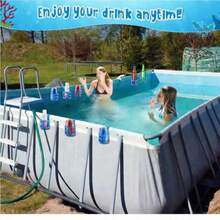 多功能杯架兼皂液器架，适用于游泳池、啤酒杯架、饮料架 - A圓形配大勾 - 查看 11