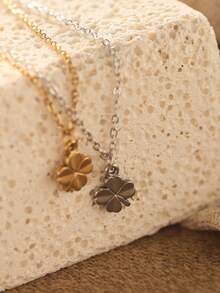 1条40+5厘米不锈钢四叶草项链，精致简约设计，四叶草吊坠锁骨链，送给闺蜜的礼物 - Necklace - 查看 2