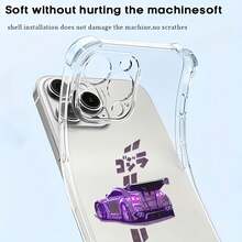 Ilustración de coche  morado sobre fondo blanco.funda de teléfono Fundas compatibles con ,Apple,VIVO,OPPO,,, y Honor.Fabricadas en silicona TPU,ofrecen protección contra golpes y caídas. - transparente - Ver 6