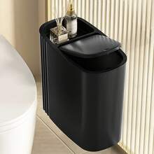 Slim Large Capacity Trash Can With Flip-Up Lid, Suitable For Garbage Bags, Scented Candles, Tissues, Multi-Functional Waste Bin, Waterproof Paper Storage Bin For Kitchen, Bedroom, Office, Laundry Room, Bathroom, Living Room, Home - Multicolor - View 17