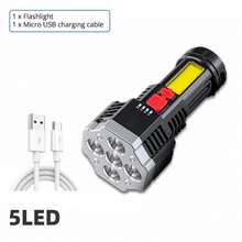 High-Power Rechargeable LED Flashlights, 7 LEDs, Camping Lantern With COB Side Light, Lightweight Outdoor Lighting, ABS HMIT Material - 828 7LED - View 8