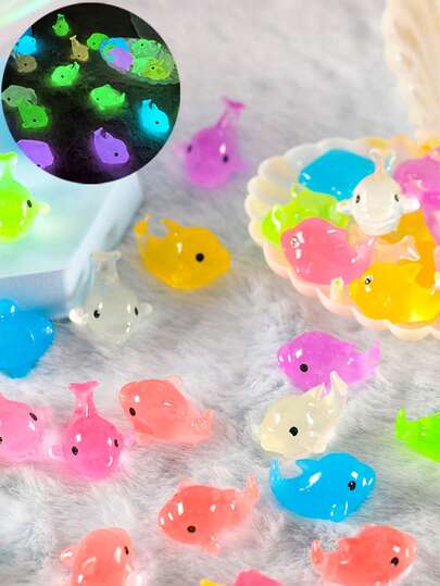 1/10/20个装夜光迷你树脂海豚摆件，可爱小海豚动物装饰，适用于仙女花园、水族馆、生日派对、隐藏物品游戏、手工制作、汽车DIY、色彩鲜艳的收藏品、可爱的派对小礼物、糖果袋填充物、桌面装饰