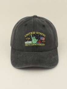 美国建国250周年纪念款水洗棒球帽，3D印花可调节后扣帽，男士户外休闲遮阳帽，春夏款 - 美國250週年 - 查看 2