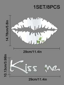 A Set Of Silver And Gold Lip Mirror Surfaces Stickers - Mirror Wall Stickers - View 13