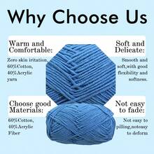 10色包包制作套装（60%棉，40%腈纶，400克/袋），混色牛奶棉纱线，适合春、夏、秋、冬四季DIY手工制作、节日装饰、DIY编织项目，包含随机颜色的3毫米钩针 - 3064-E - 查看 6