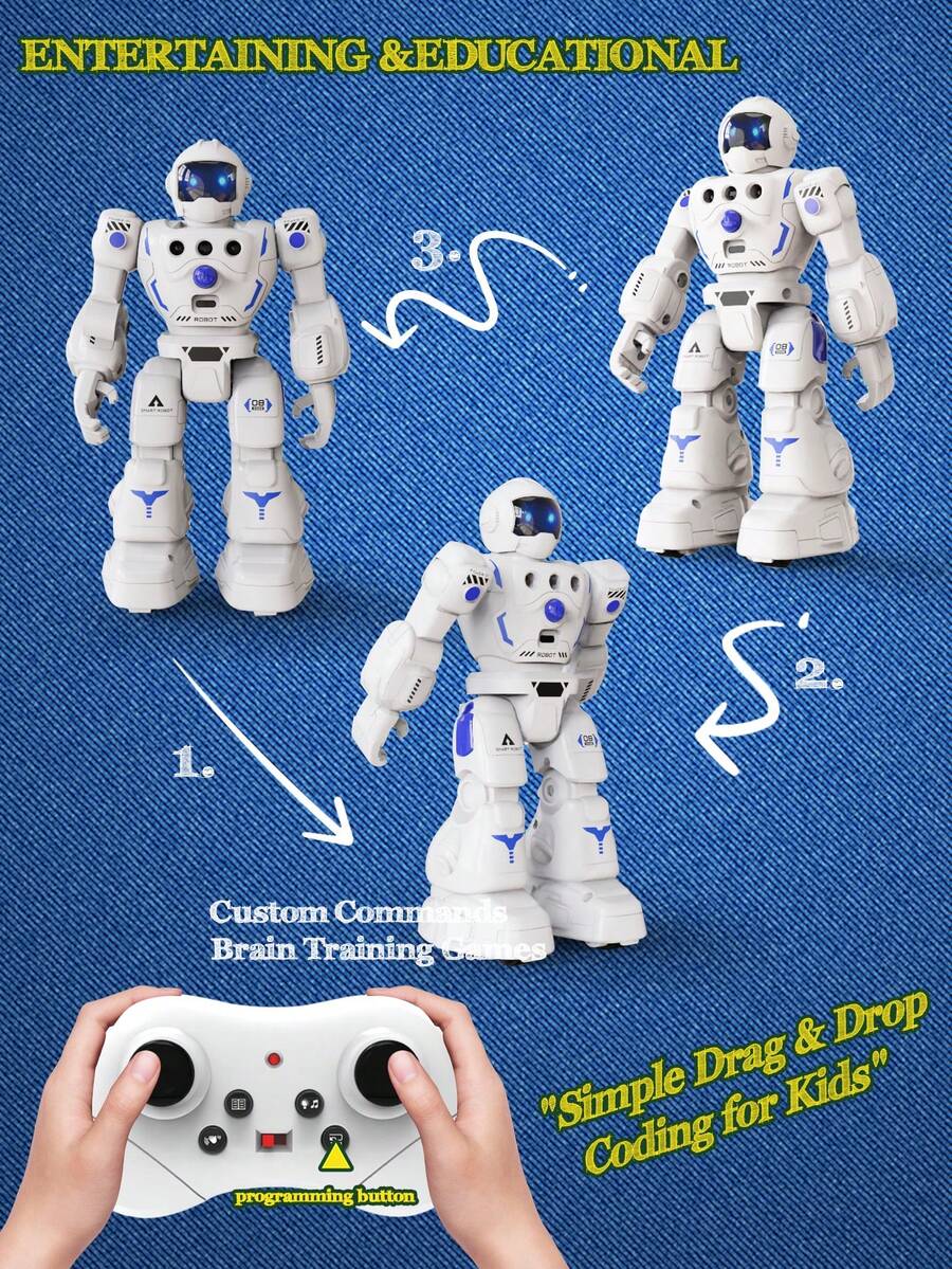 1pc Intelligent Remote Control Robot Toy With Gesture Sensing + Fun Programmable Dual Mode Smart Robot, Early Education Interactive Companion Remote Control Toy For 3-8 Years Old Boys And Girls, Children's Birthday Gift, Graduation Gift, Children's Day Gift, Christmas Gift, Halloween Gift, Thanksgiving Gift, Easter Gift - Multicolor - View 1