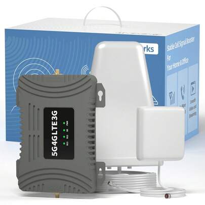 Signal Booster For Cell Phone Inside Home, For AT & T T-Mobile All U.S. Carriers Band 12/17,13,5 2G 3G 4G 5G LTE Cell Phone Booster Data Signal, Cell Signal Booster Extender Repeaters, 65dB Dual Band Cellular Repeater With High Gain Antennas