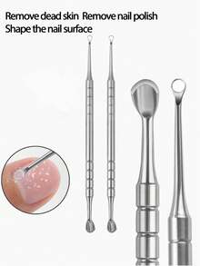 A High-End Silvery Stainless Steel Nail Art Circle Angled Steel Push, A Tool For Wearing And Removing Nails, Double-Ended Circle Hoof Push, Specifically For Nail Technicians In Beauty Salons - Multicolor - View 1