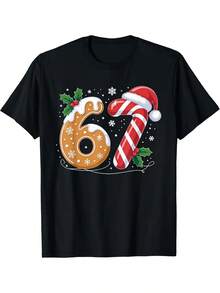 Funny 67 Meme T-Shirt - Casual Short Sleeve Crew Neck T-Shirt With 6-7 Print, Ideal For Christmas And Everyday Wear - Humorous Six-Seven Design T-Shirt, Casual Party Outfit For Men, 67 Print T-Shirt For Men, 2D Short Sleeve T-Shirt For Men - 黑色 - 查看 6