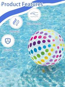 2pcs Polka Dot Inflatable Beach Balls, Colorful Striped Balls For Pool, Beach, Party Decoration - Multicolor - View 4