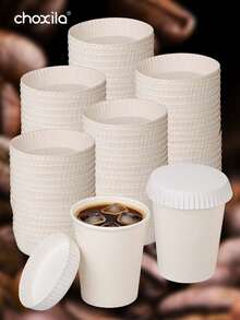 choxila 10/50/100 piezas Tapas de vasos de papel desechables, se ajustan a vasos de bebida de 7 cm, cubiertas de papel para bebidas, adecuadas para café, té, reuniones diarias y ocasiones especiales - Tapa de vaso de papel - Ver 12