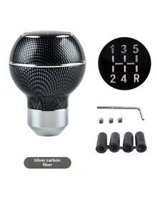 1pc Universal Leather 5-Speed Shift Knob, Racing Aluminum Manual Transmission Gear Shift Lever, Car Accessories - A - View 10