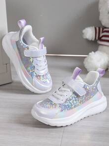 1 Pair Fashionable, Comfortable And Lightweight Spring Children's Sports Shoes. Summer Breathable Hollow-Out Sneakers For Big Kids. Student Daily Wear Anti-Slip Durable EVA Outsole, Molded Insole, Soft Glossy Bottom, Suitable For Daily Wear And Running - Silver - View 3
