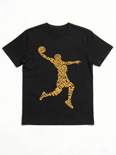 Tween Boy Graphic Print Casual Round Neck Short Sleeve T-Shirt