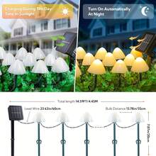 太陽能戶外蘑菇燈 20 顆 LED 迷你地插式花園路燈 8 種照明模式 IPX4 防水 高品質景觀裝飾 暖白色/彩色 可愛逼真蘑菇燈 適用於露台草坪復活節假期派對 理想禮物選擇 - 暖白光 - 查看 7