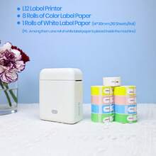ORICO Label Maker, Mini Thermal Label Printer, Portable Printer, Photo Printer, Portable Thermal Printer, Multi-Functional Mini Portable Printer, Comes With 8 Rolls Of 14*30 Color Labels And 1 Roll Of White Labels, Multiple Templates, Fonts, Icons, Can Customize Name Labels, Suitable For Home, School - L12+9 Rolls Of Mixed Color Paper - View 11