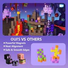 48/100/200/300片磁性积木，0.78英寸，矿山世界磁性黑暗洞穴探索系列建筑积木立方体玩具套装，STEM教育蒙特梭利感官玩具，2026款，3岁以上男孩女孩儿童最佳礼物 - 彩色 - 查看 6