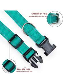 这款狗项圈采用柔软的氯丁橡胶衬垫和透气的尼龙牵引绳制成，反光耐用设计，配有快拆扣，可调节尼龙项圈，适合所有犬种的遛狗和训练。 - 彩色 - 查看 6