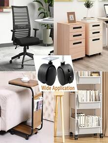 4pcs 1.5 Inch PP Flat Plate Casters With Brake, Swivel Wheels For Coffee Table, Computer Desk - 4 - View 10
