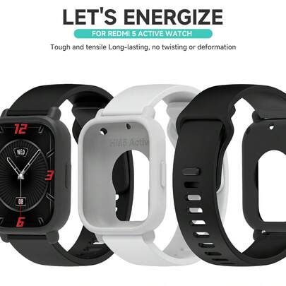 1PC Soft Silicone Watch Band And Protective Case Cover Compatible With Watch 5 Active