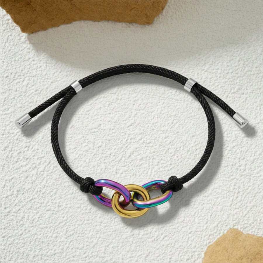 可调节街头时尚猪鼻子手链，男女皆宜，休闲百搭，适合海滩、日常佩戴叠戴，情人节、斋月、生日派对礼物 - 豬鼻子手繩 - 查看 1