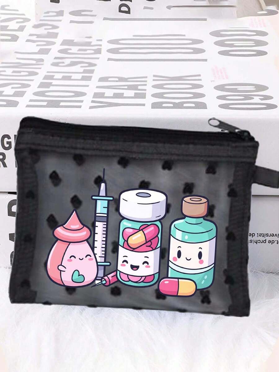 1个迷你便携网状医用包，印有“Medicine”（药品）字样和十字图案，可用作急救包、医疗应急包，适用于户外、居家、旅行、化妆、收纳，是母亲节、生日、浴室收纳、学生宿舍洗漱包的理想礼物，也是送给妻子、家人和朋友的贴心之选。