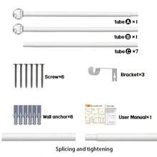 1pc White Curtain Rod, Crystal Head Single Rod, Multiple Sizes Available, Suitable For Various Windows, Good Load Bearing, Easy Installation, Durable High-Quality Metal Material, Adjustable Length - White - View 9