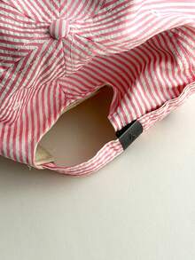 1pc Soft Top Striped Dog Baseball Cap, Cute Striped Small Dog Baseball Hat, Fashionable Soft Top Brimmed Hat For Women, Spring - Brown Dog - View 7