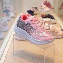 Children's Casual Sneakers With Glitter Details - Ideal For Everyday Wear - 白色粉紅色 - 查看 9