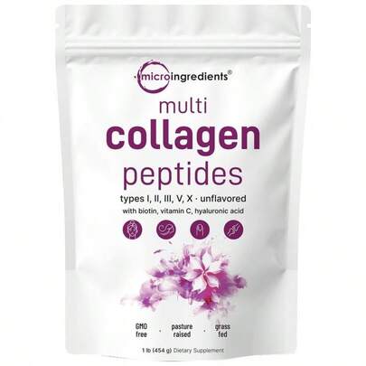 Multi Collagen Peptides Powder - Hydrolyzed Protein Peptides (Type I,II,III,V,X) With Hyaluronic Acid, Biotin & Vitamin C Unflavored