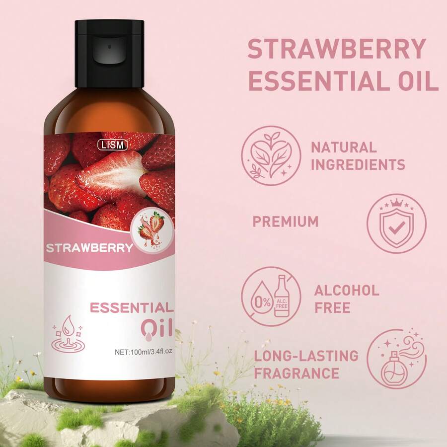 LISM 30ml/100ml Strawberry Essential Oil, Suitable For Home Aroma Diffuser, DIY Candles, Soaps, Relaxing Bath, Atmosphere, Fresh Air, Body Massage, Holiday Gifts - Strawberry Essential Oil - View 1