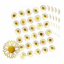 10pcs Gold Foil Transparent Sunflower Doodle Stickers, 1.4 Inch Asymmetric Sunflower Flower Shape, Suitable For Invitations, Gift Packaging, Birthday Party DIY Decoration, PVC Self-Adhesive Seal Stickers School Supplies - Gold-plated Sunflower - View 1