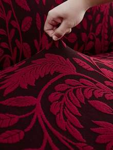 1 pieza Funda elástica para sofá con estampado floral jacquard, a prueba de polvo y resistente a la suciedad, protector de sofá de cobertura completa y elástica, decoración del hogar, lavable a máquina, funda de almohada no incluida - Rosa Roja - Ver 3