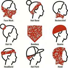 6件套佩斯利花纹发带、牛仔印花发带、成人女士围巾套装 - 6pcs - 查看 4