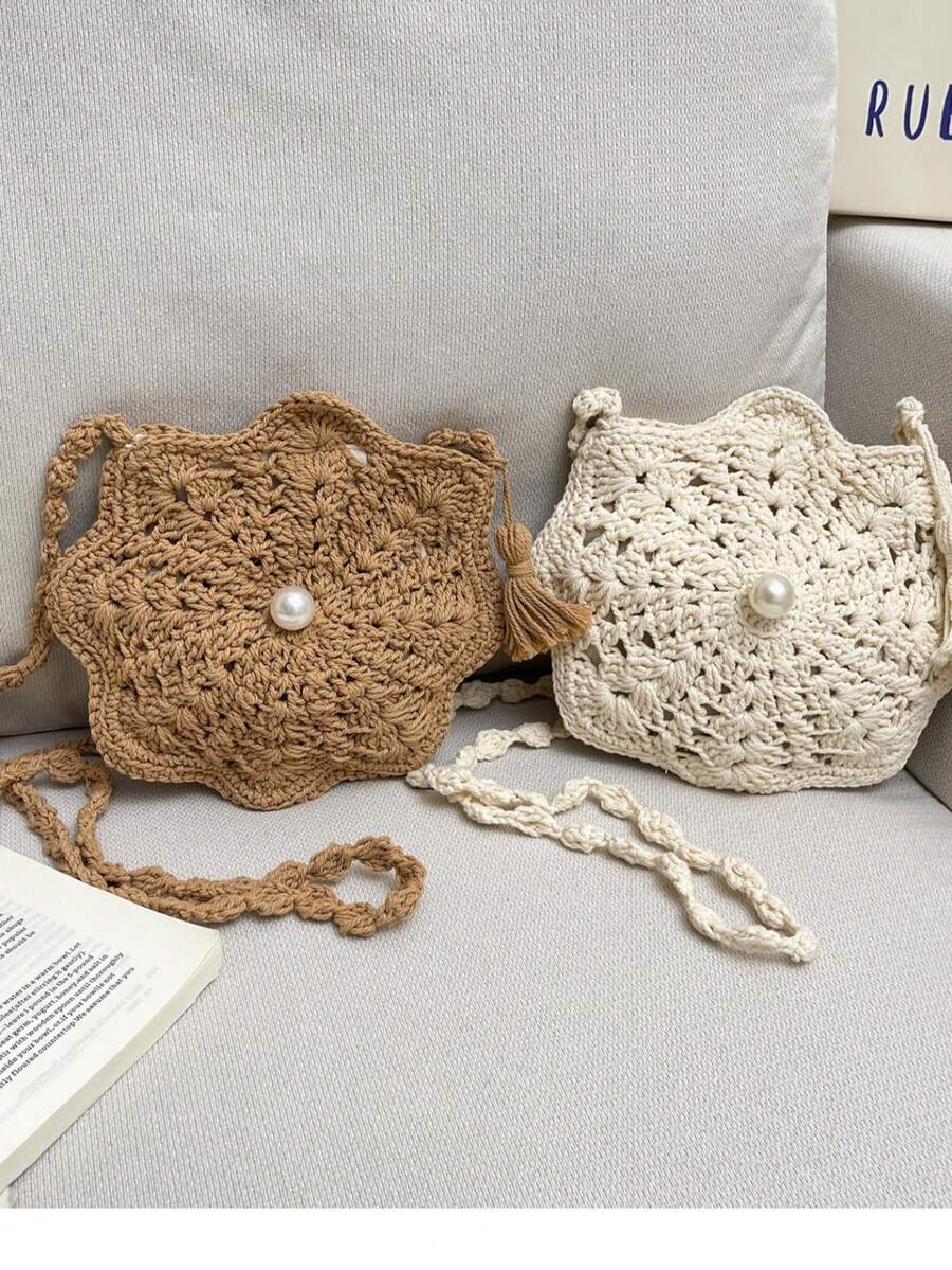 Handmade Crochet Flower Shaped Women Crossbody Pouch/Wallet, Summer