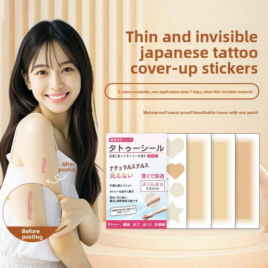 Parche de tatuaje japonés para cubrir cicatrices, pegatina para cubrir cicatrices ultra delgada, artefacto invisible para cubrir marcas de nacimiento y cicatrices, parche para cubrir tatuajes con color similar a la piel, resistente al sudor y diseñado para la belleza, se ajusta bien a la piel, es portátil, fácil de usar y transpirable sin sensación de sofoco