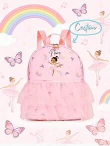 This Personalized Mini Backpack Features A Fashionable And Minimalist Solid Color Dancer Print, With A Zipper Closure And Lace Trim, Making It Very Suitable For Autumn And Winter Use. It Is Perfect For Daily Use, School, And Travel. It Also Makes A Wonderful Birthday Or Christmas Gift. The Print Location Is Random. You Can Also Customize Your Name, Lucky Number, Or Anniversary. - Multicolor - View 1
