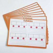 10 Sheets Phonemic Awareness Syllable Dry Erase Board, Phonic Cards Writing Pad, Double Sided Dry Erase Board Writable And Erasable Phonics Learning White Board For Kids, Students, Classroom And Home, Early Education Learning Tool - Multicolor - View 8