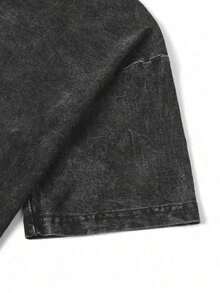 Anime Wings Of Freedom Washed Graphic Tee Unisex Loose Casual Street Style Top - Black - View 5