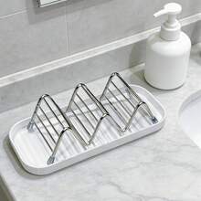 1pc Stainless Steel Soap Dish With Tray, Wavy Multi-Function Bathroom Storage Rack, Soap Holder - Soap Dish - View 7